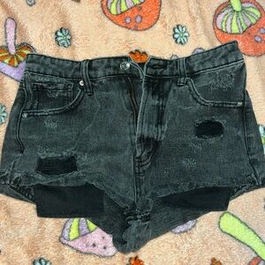 Black denim shorts